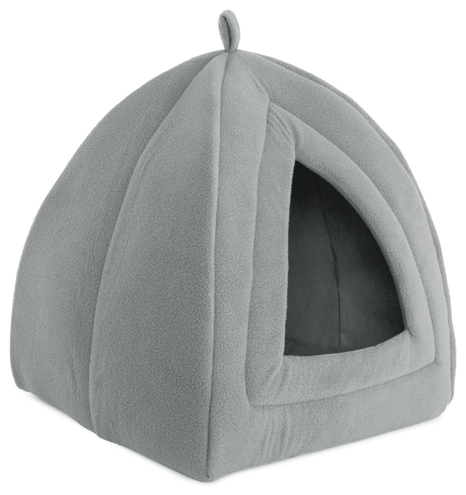 Igloo Cat Bed, Soft Indoor House, Removable Cushion by Petmaker, Grey