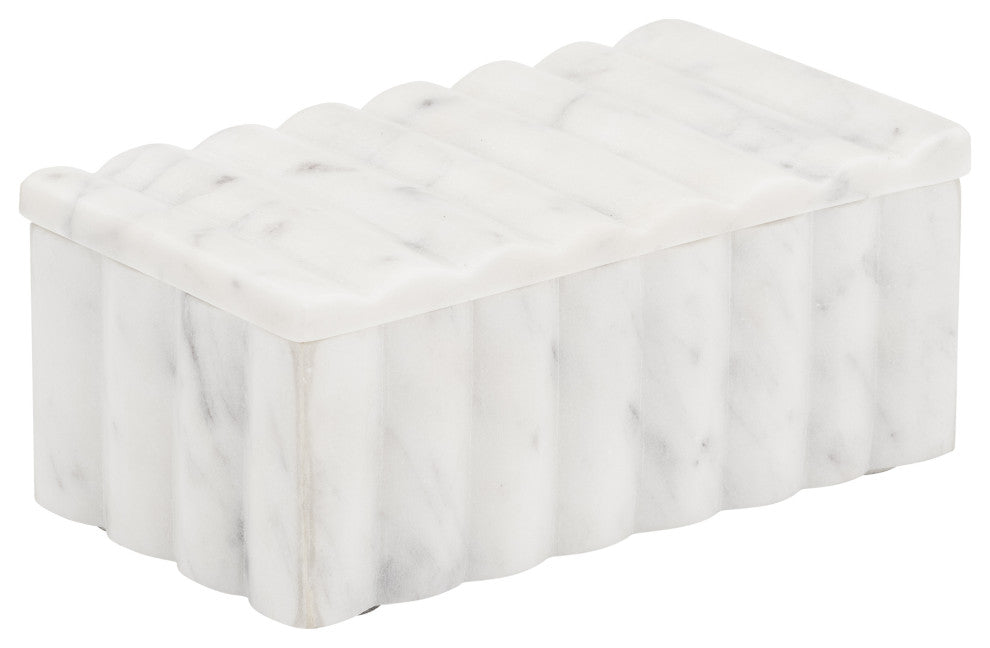Marble, 7X3" Ridged Box, White