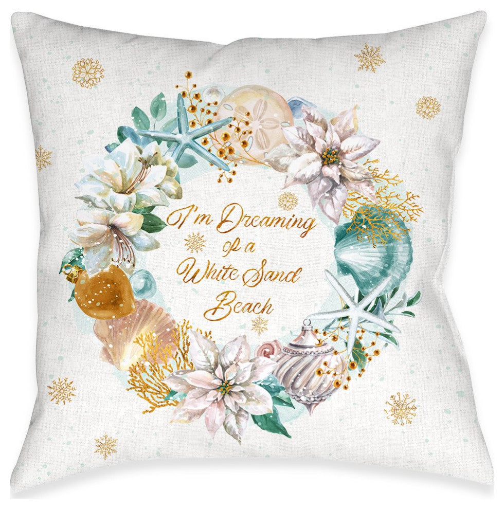 Laural Home Winter Coastal Beach 18" X 18" Indoor Decorative Pillow