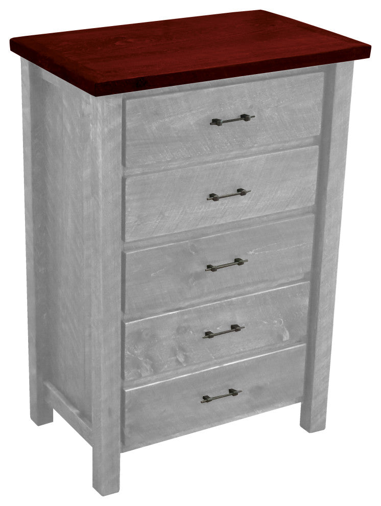 Barnwood Style Timber Peg 5-Drawer Chest, Thunder White and Michael's Cherry