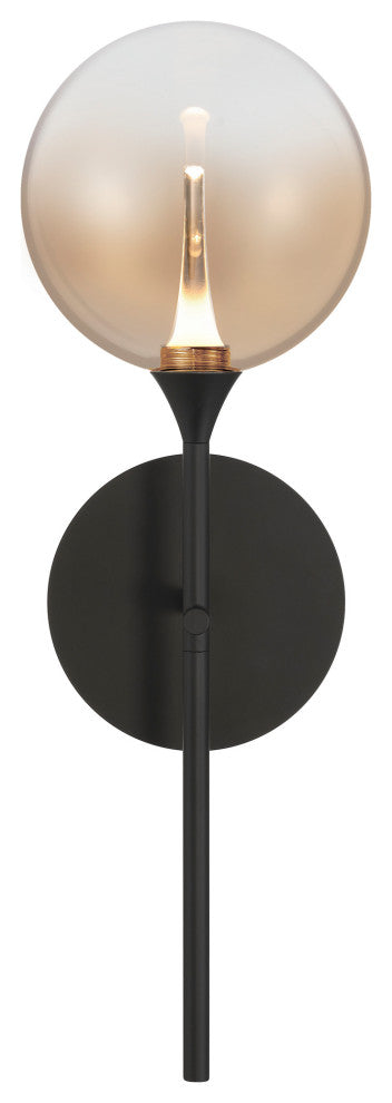 Iissa, Wall Sconce, 19", Matte Black, Amber Glass