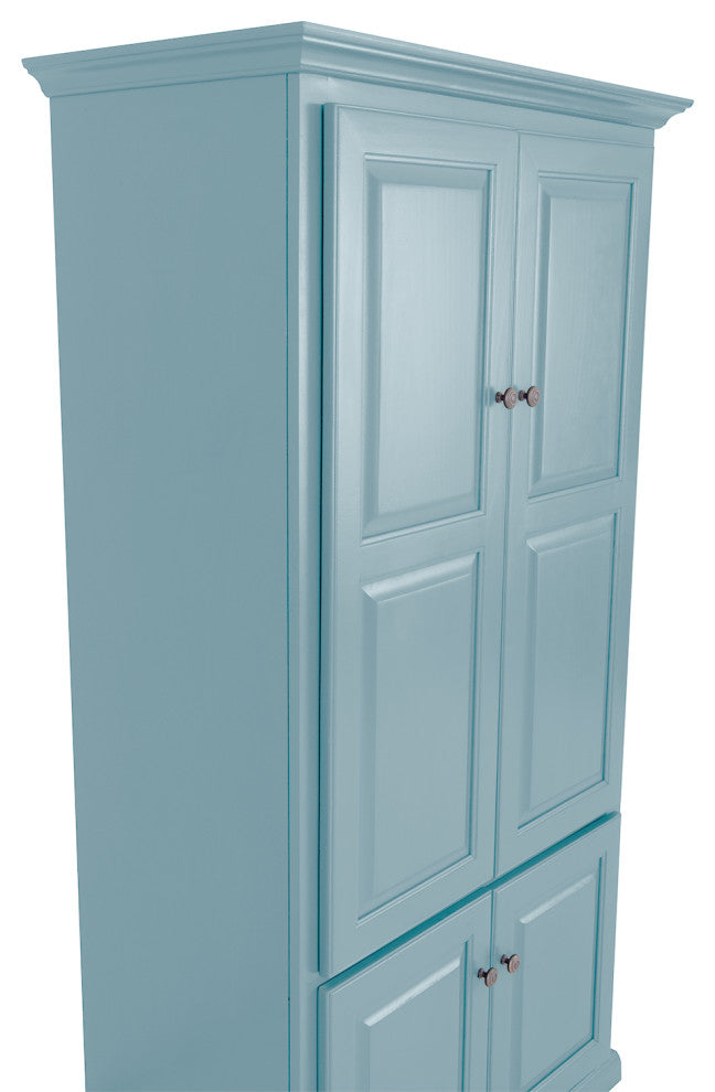 Double Wide Kitchen Pantry Cabinet, Interesting Aqua
