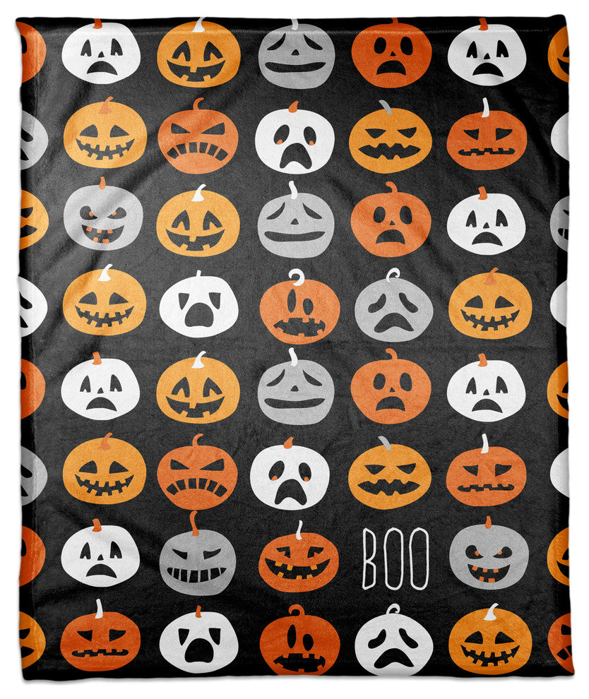 Boo Pumpkin Pattern Fleece Blanket
