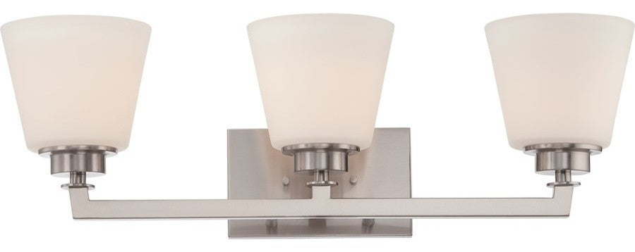 Nuvo 3-Light Incandescent Mobili Vanity and Wall Light Fixture, Brushed Nickel