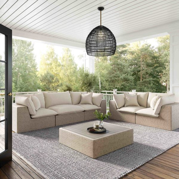 TOV Furniture Cali Natural Wicker Outdoor Living Room Set