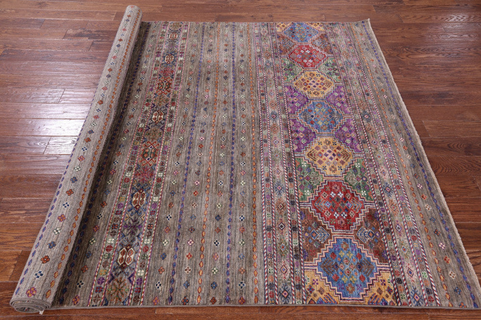6' 7" X 9' 6" Super Kazak Khorjin Hand Knotted Wool Rug Q9667
