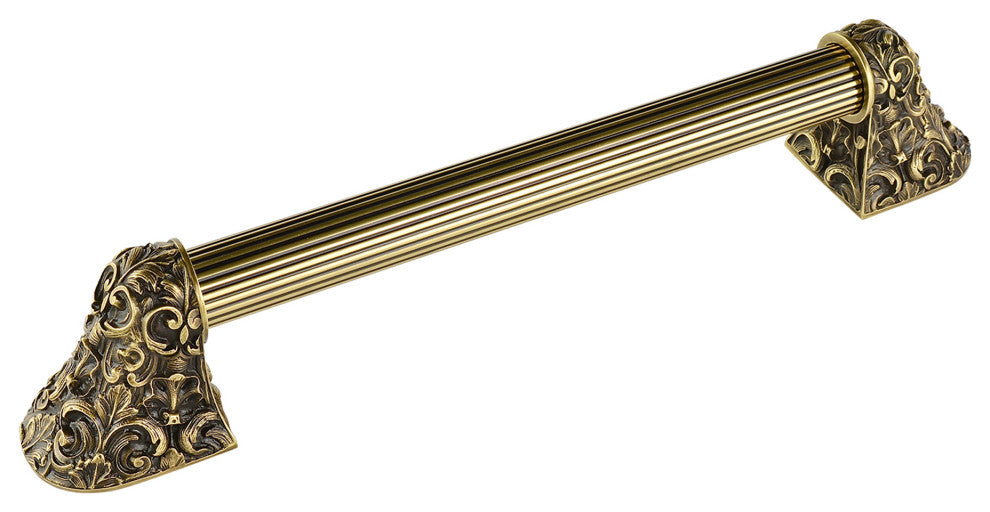 Acanthus Appliance Pull, Antique Brass, 12", Fluted