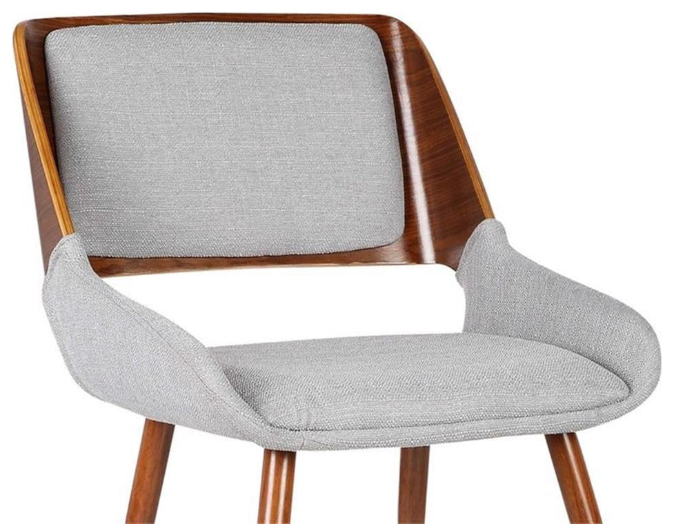 Armen Living Panda Modern Fabric Dining Chair in Walnut Wood and Gray