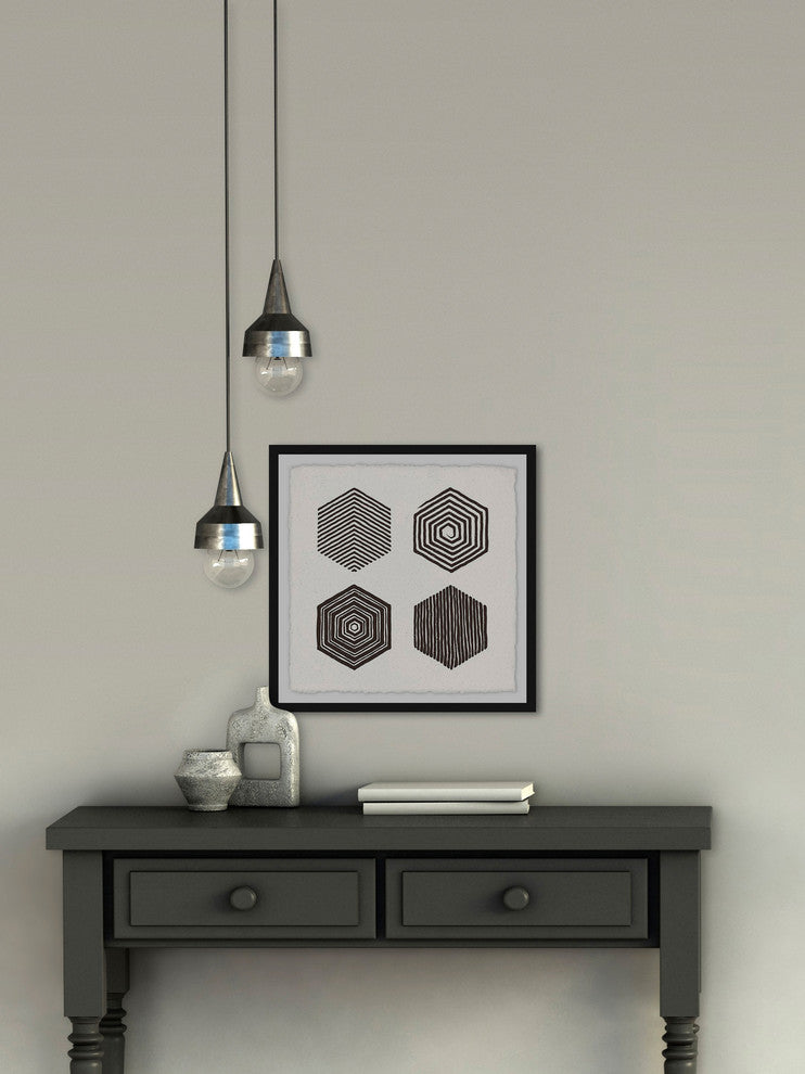 "Hexagons" Framed Painting Print, 12"x12"