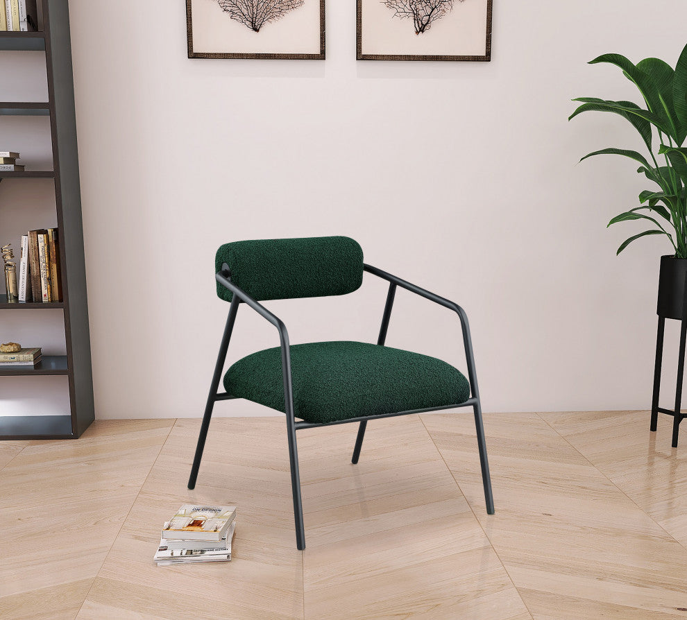 Carly Boucle Fabric Accent Chair, Green