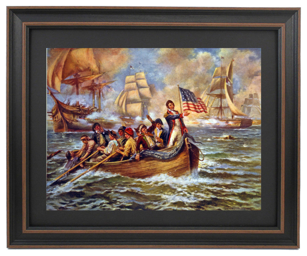 Framed Battle of Lake Erie, 1813 by Edward Moran