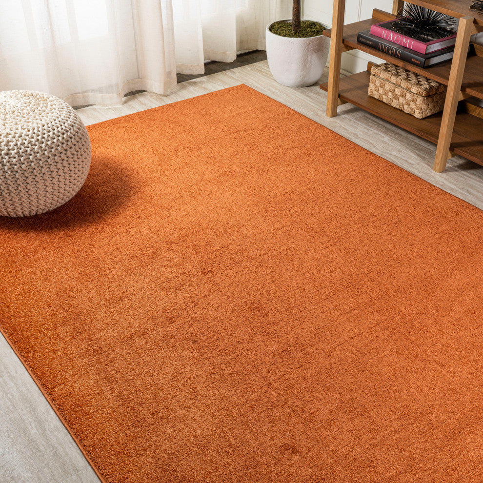 Haze Solid Low-Pile Runner Rug, Red, 3 X 5