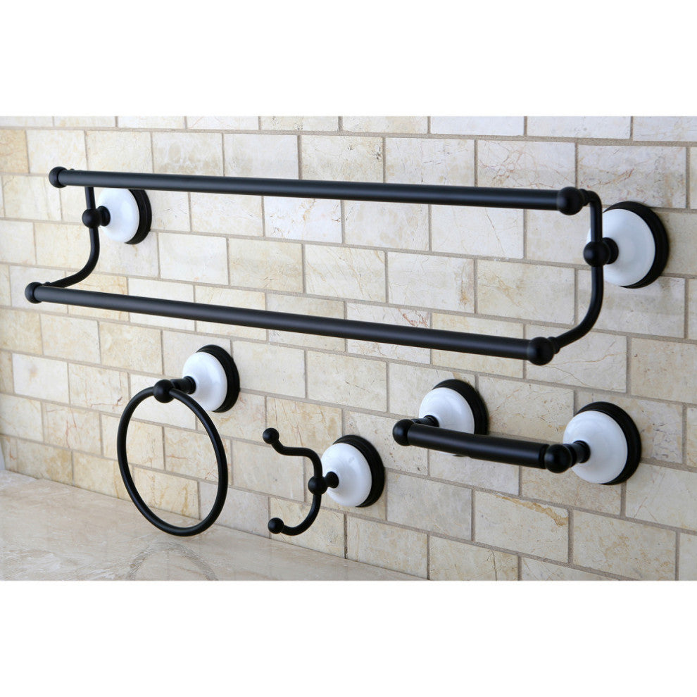 Kingston Brass 4-Pieces Dual Towel Bar Bathroom Hardware Set, Oil Rubbed Bronze