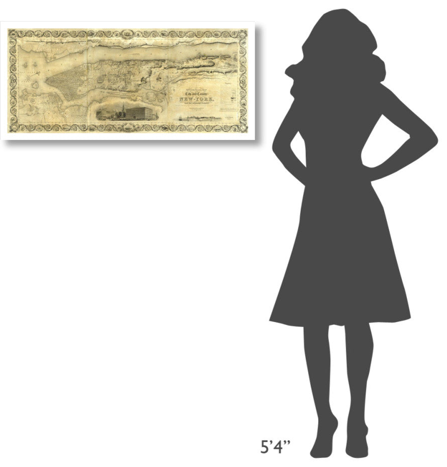 "City and County of New York, 1836" Digital Paper Print by J. H. Colton, 38"x18"