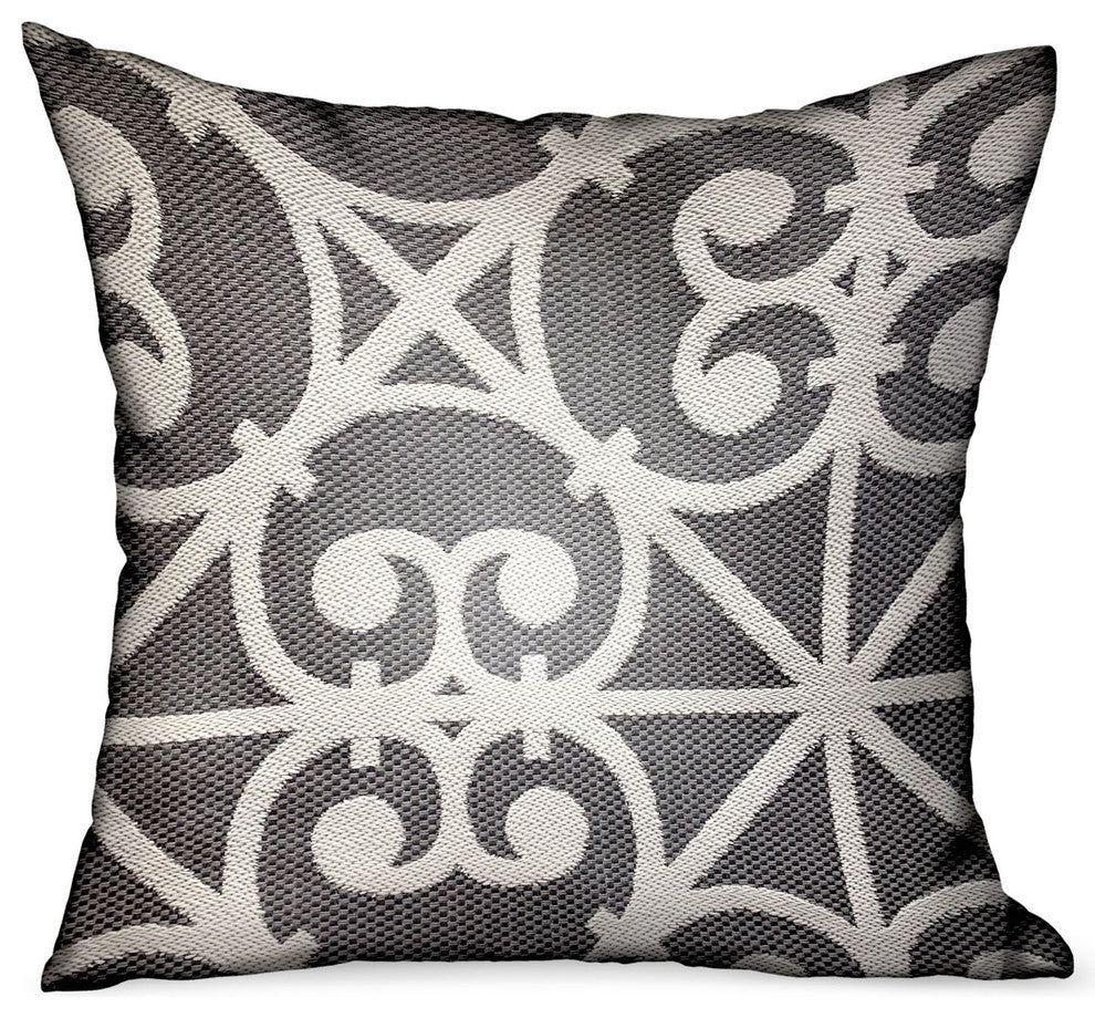 Plutus Abalone Truffle Gray Chevron Luxury Outdoor/Indoor Throw Pillow, 22"x22"