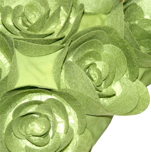 Pillow Decor - Felt Flowers in Green 17 x 17 Throw Pillow