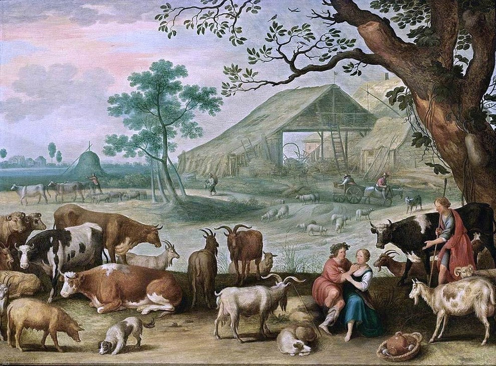 The Younger Willem Van  Nieulandt Landscape with Amorous Shepherds Canvas Wrap