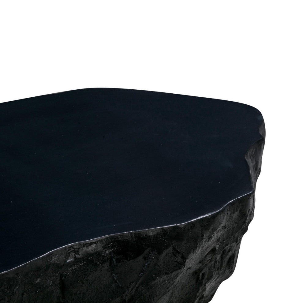 Rock Coffee Table, Modern Concrete Cocktail Table 56", Black