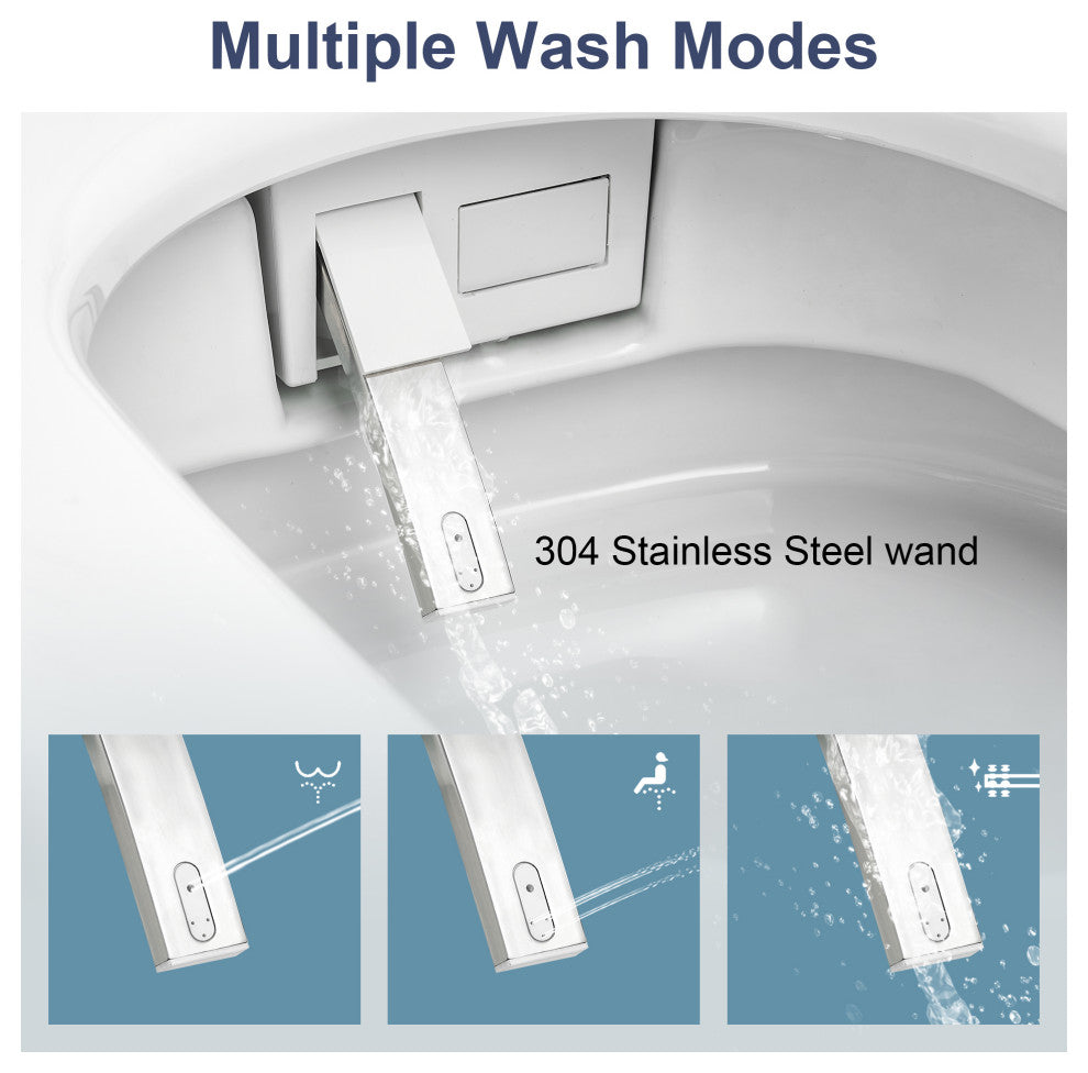 Smart Bidet Toilet with Siphon Jet Flush, Remote Control/ Side Control Knob, Golden