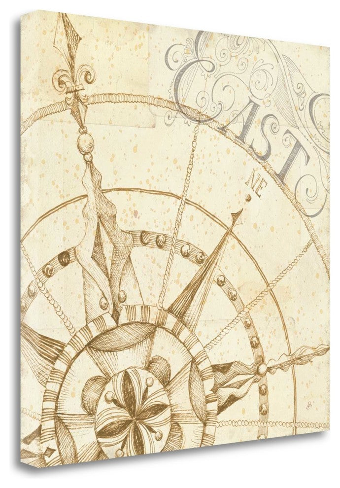 "Coast To Coast Sepia III" By Daphne Brissonnet, Giclee on Gallery Wrap Canvas