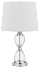 Benzara BM272213 23" Hourglass Ribbed Glass Base Table Lamp, Dimmer, Clear