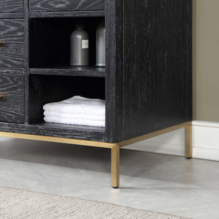 Kesia Black Oak Bathroom Vanity Set, 48", Without Mirror