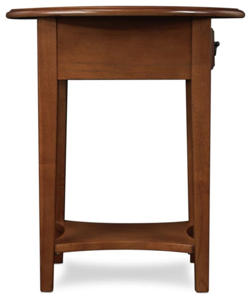 Leick Furniture Wood Oval End Table in Medium Oak Wood