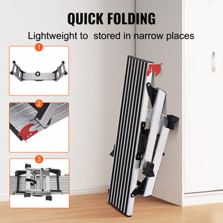 VEVOR Aluminum Folding Work Platform Drywall Ladder 660lbs Non-slip Bench