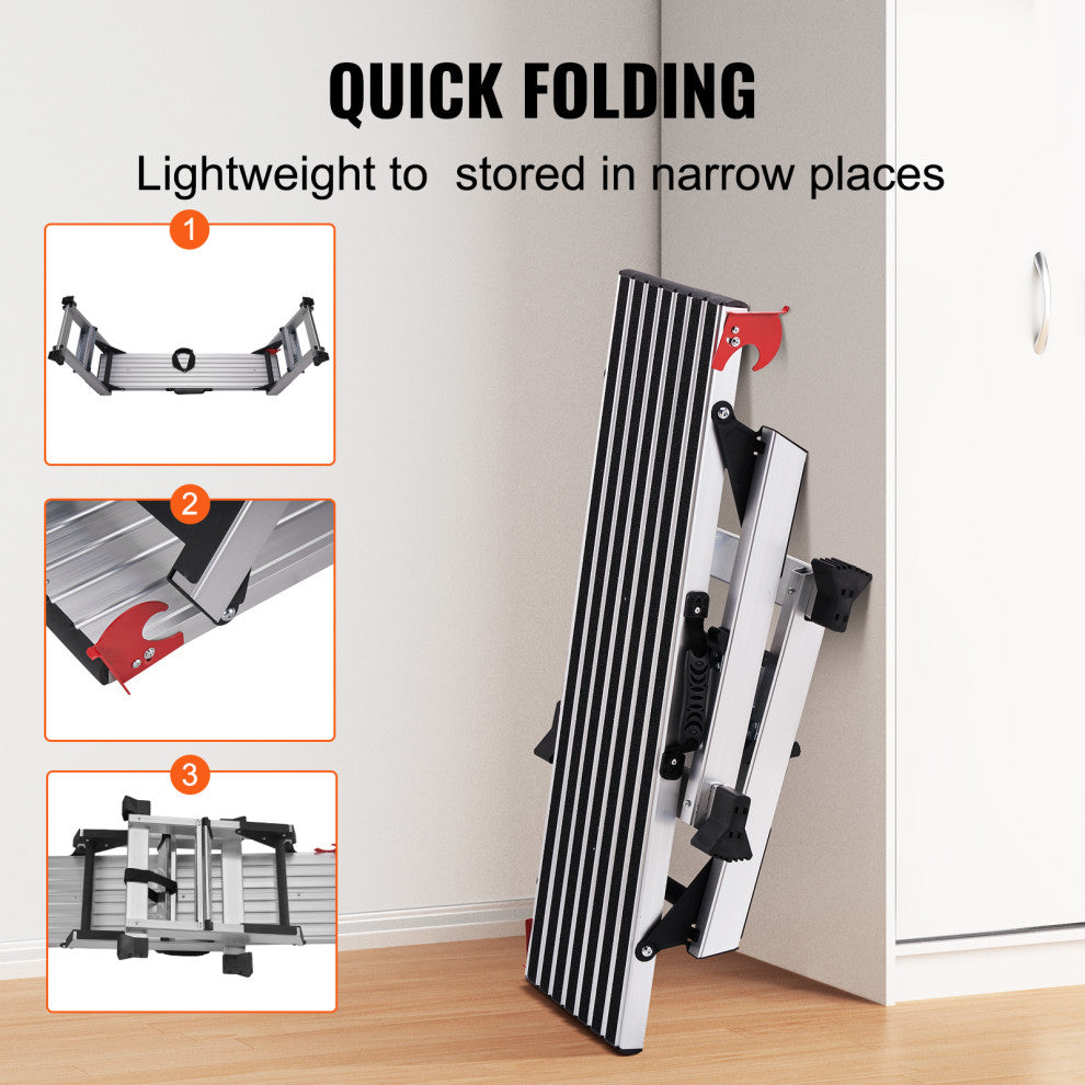 VEVOR Aluminum Folding Work Platform Drywall Ladder 660lbs Non-slip Bench