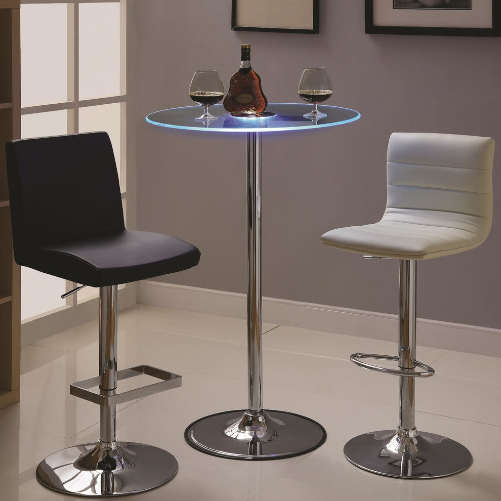 42" Transitioning LED Bar Table With Chrome Base and Glass Top