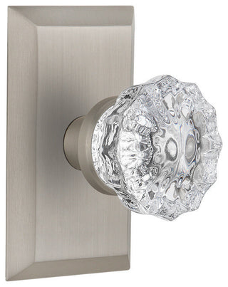 Studio Plate Passage Crystal Glass Door Knob, Satin Nickel