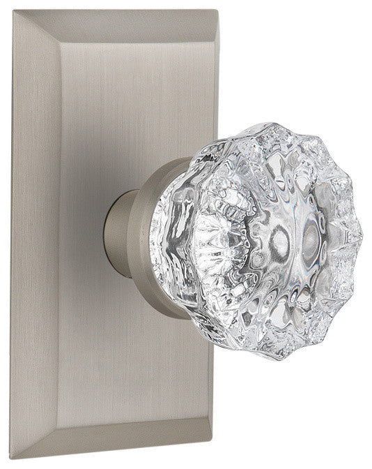 Studio Plate Passage Crystal Glass Door Knob, Satin Nickel