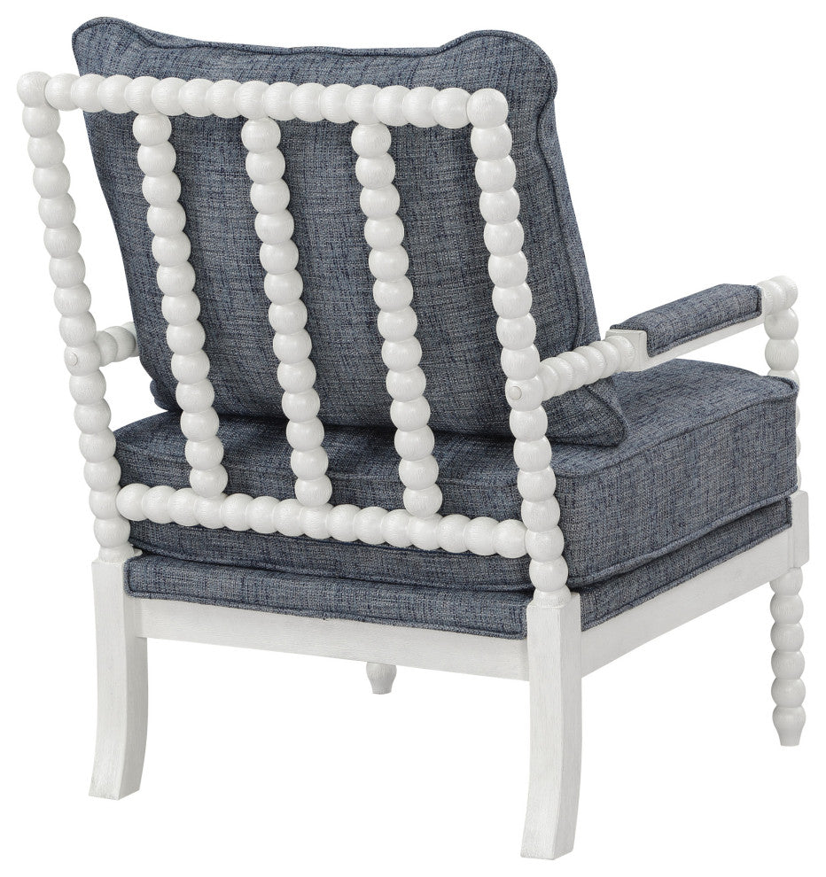 Kaylee Spindle Chair in Indigo Fabric with Antique White Frame