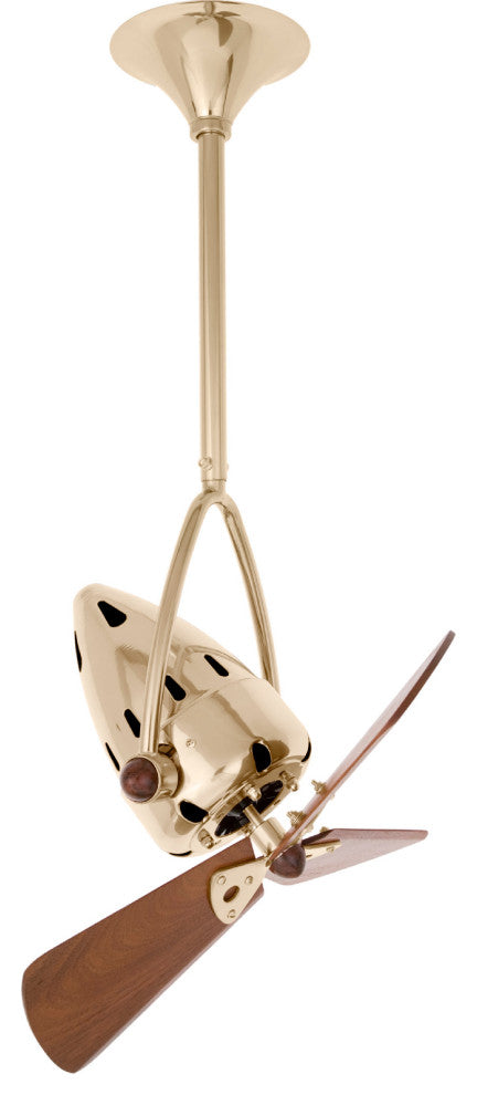 Jarold Direcional Directional Ceiling Fan With Mahogany Blades, Polished Brass