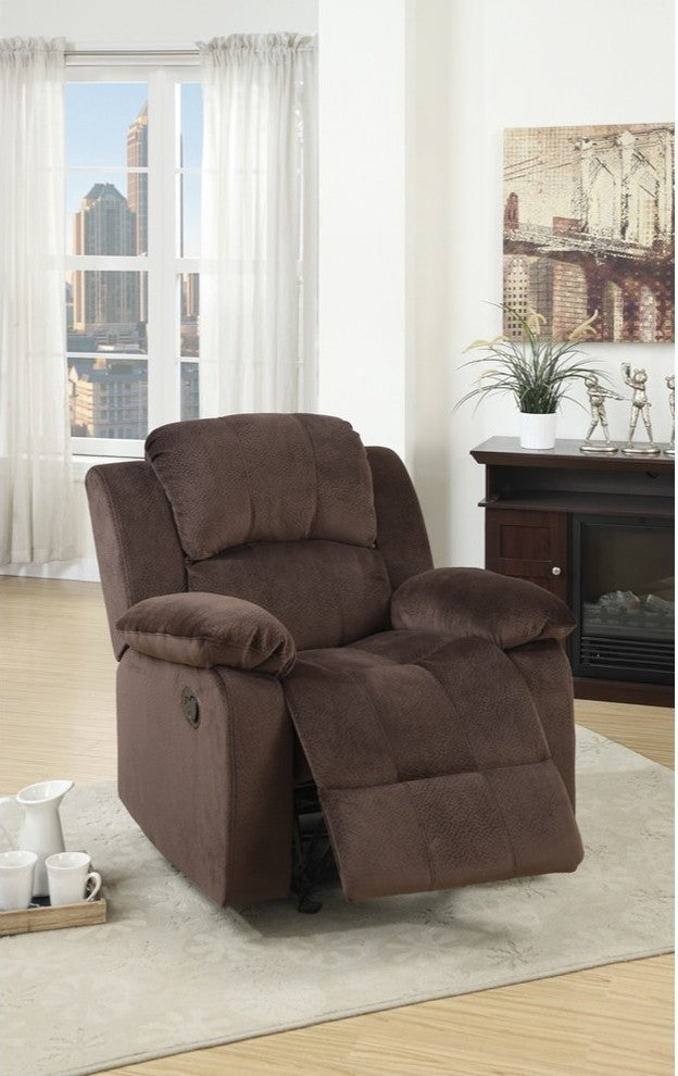 Rocker Recliner In Choco Brown Suede Fabric