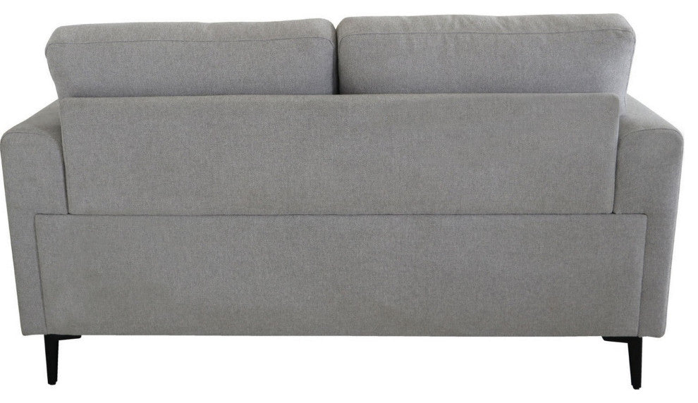 Benzara BM250345 Loveseat With Fabric Upholstery and Sleek Metal Legs, Gray