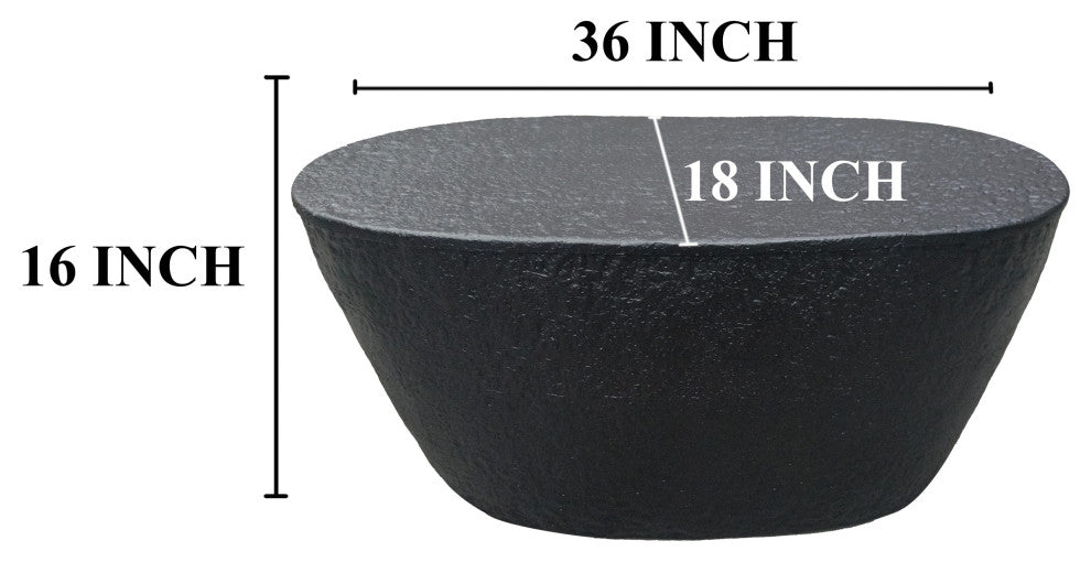 Josi 36" Coffee Table Hammered Design Matte Black Aluminum Frame