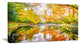 Bright Fall Forest with River, Large landscape Canvas Art Print, 60"x28"