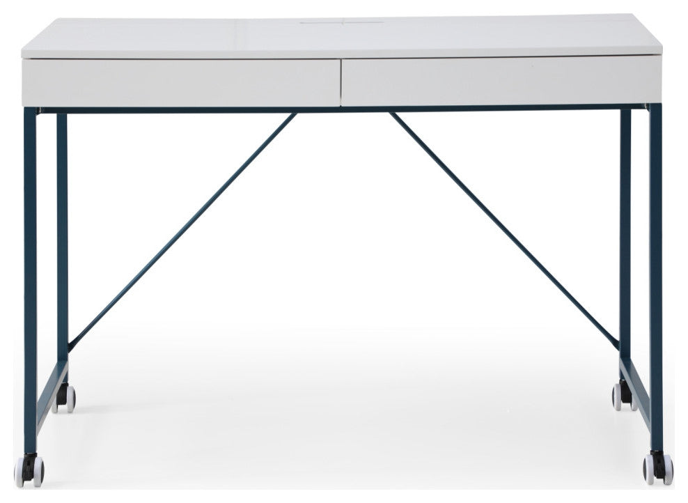 Loft Lyfe Ameera Desk, 2 Storage Drawers, White/Navy