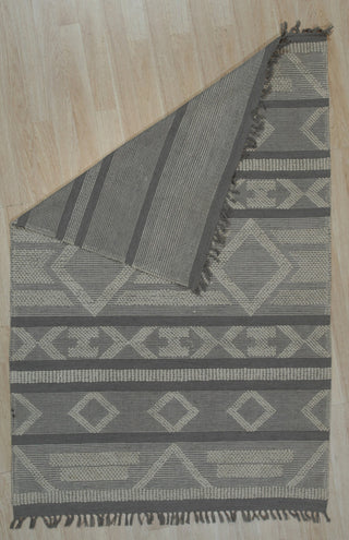 Handmade Polyester Gray Transitional Transitional Outdoor Durrie Rug, 5'x8'