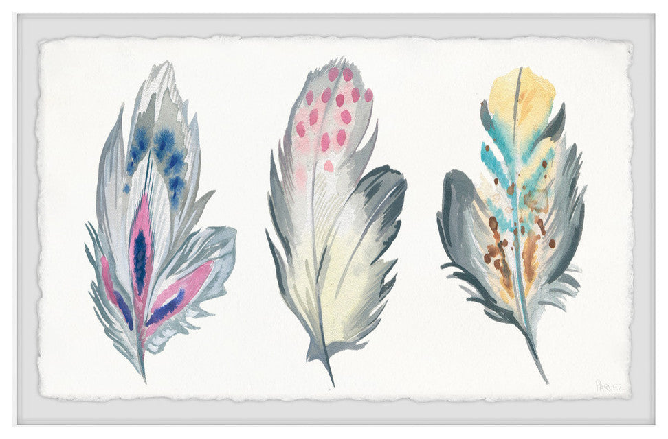 "Stylish Feathers" Framed Painting Print, 12"x8"
