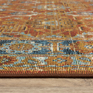 Nicholas Distressed Traditional Rust/ Blue Area Rug, 2' x 3'3"
