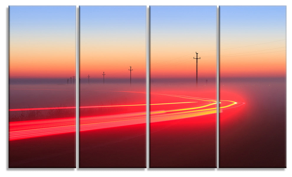 Barcelona Street Traffic Trail, Extra Large Canvas Print, 48"x28", 4 Panels
