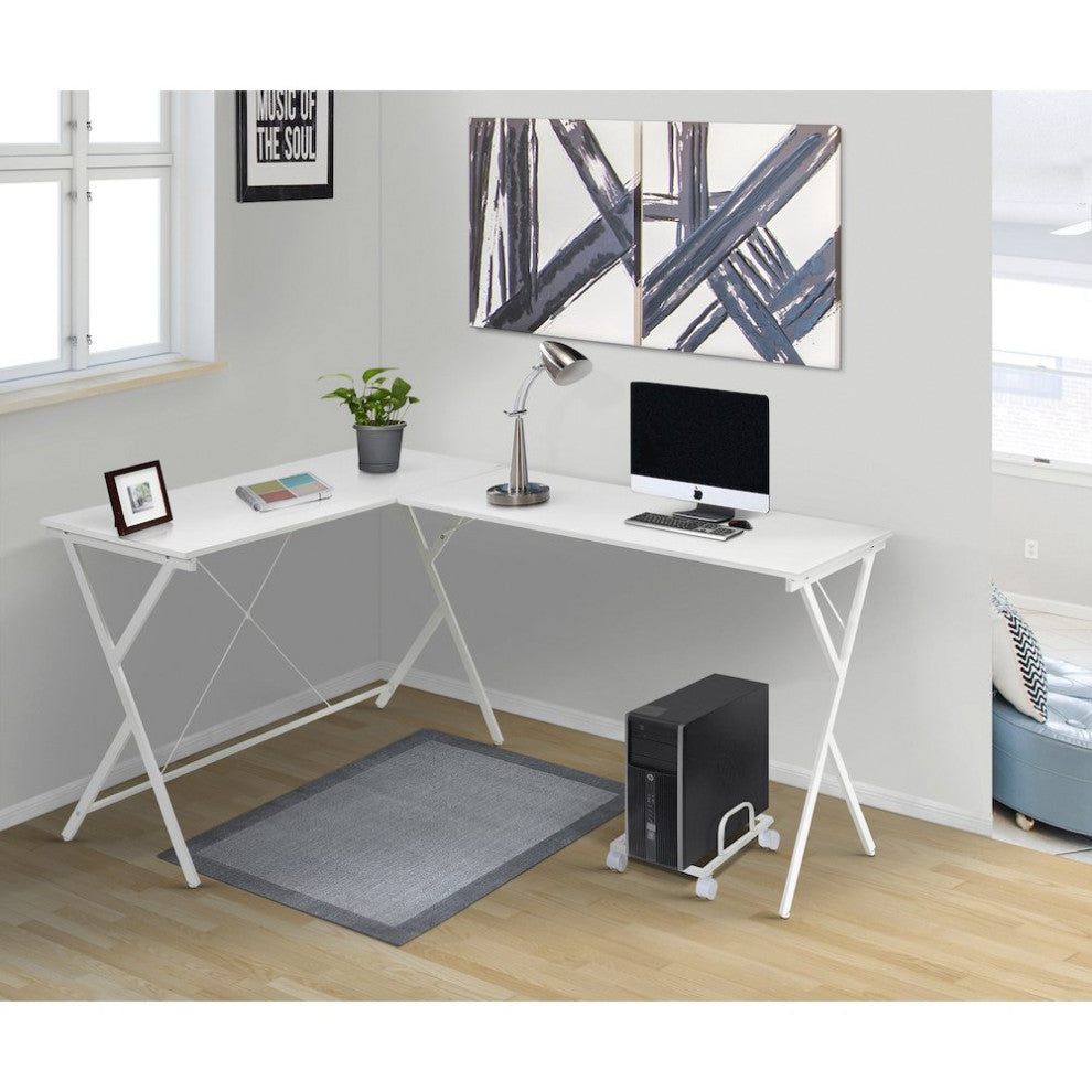 L-shaped Computer Desk with CPU Holder