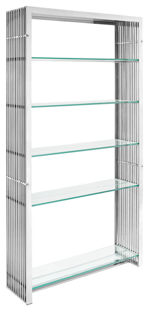 Modern Silver Gridiron Stainless Steel Bookshelf