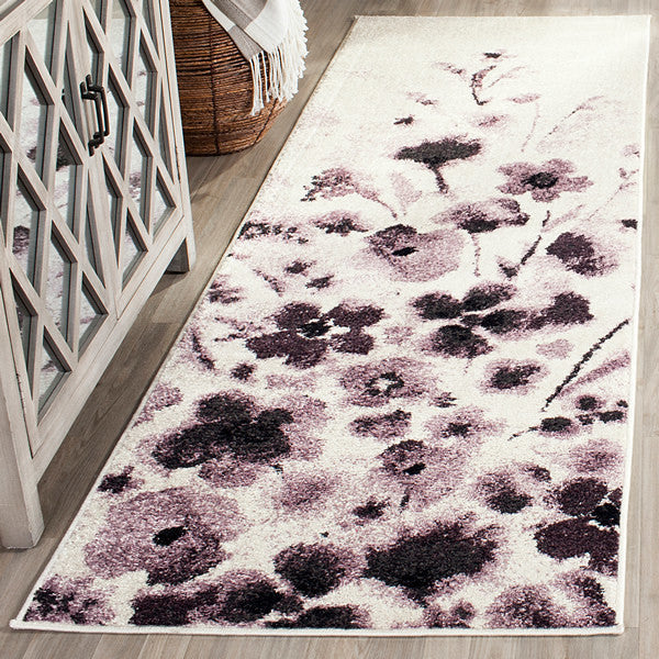 Safavieh Adirondack Adr127L Solid Color Rug, Ivory/Purple, 2'6" X 8'0"