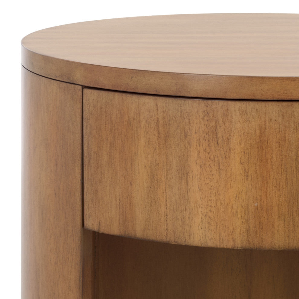 Safavieh Couture Daiya Round 1 Drawer Wood Nightstand, Natural