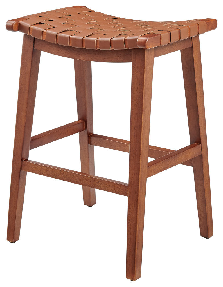 Marco PU Backless Counter Stool, Ochre Brown/Medium Brown
