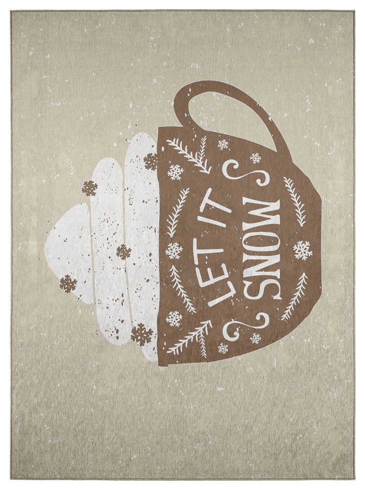 Indoor/Outdoor Wonderland WN7 Beige Machine Washable 3' x 5' Rug