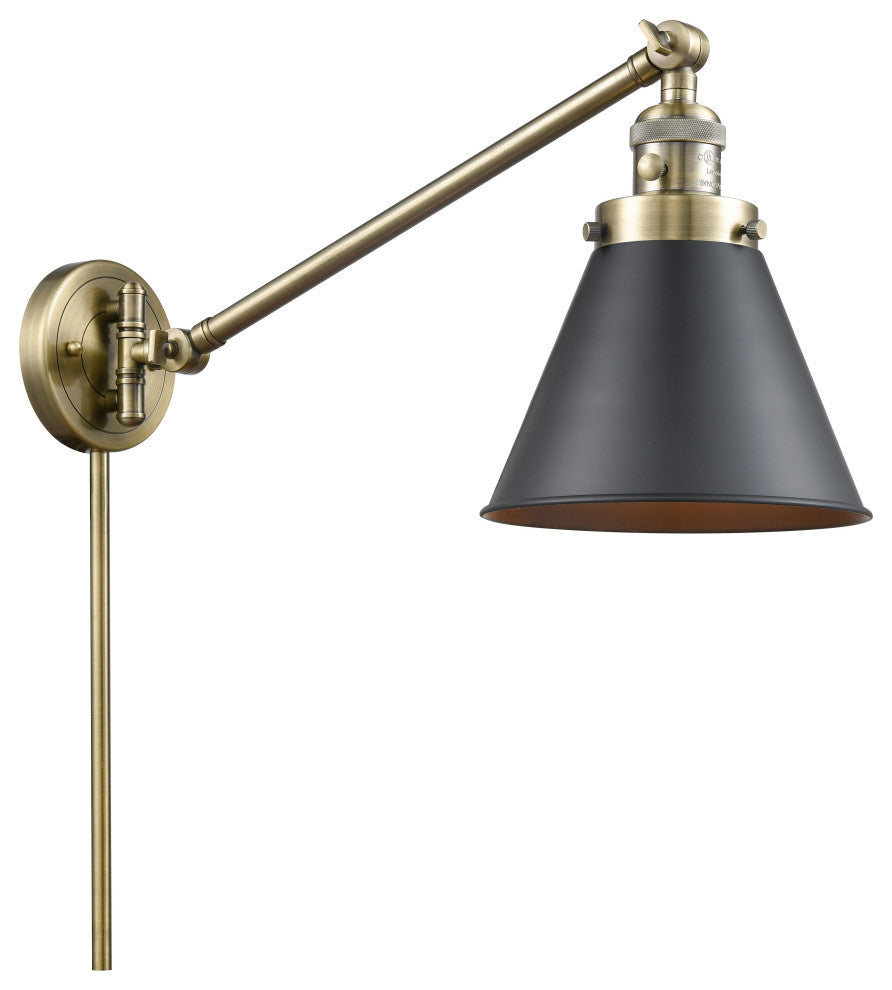 INNOVATIONS 237-AB-M13-BK-LED 1-Light Swing Arm Antique Brass